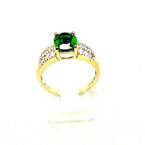 10K Gold Chrome Diopside Aquamarine Ring Diamond Accent Size 7.5
